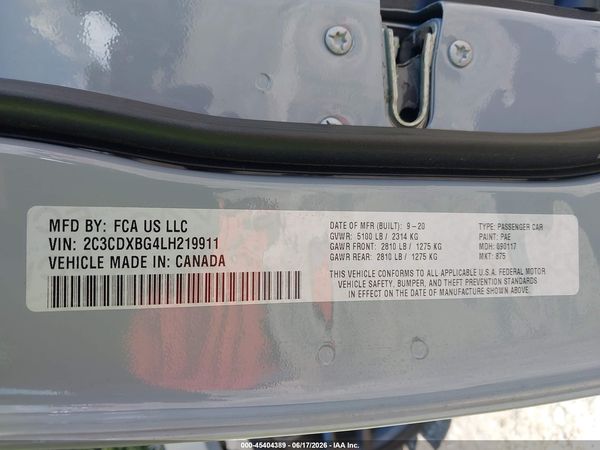 2020 DODGE CHARGER SXT RWD
