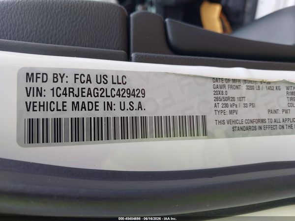 2020 JEEP GRAND CHEROKEE ALTITUDE 4X2