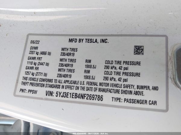 2022 TESLA MODEL 3