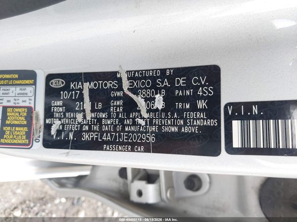 2018 KIA FORTE LX
