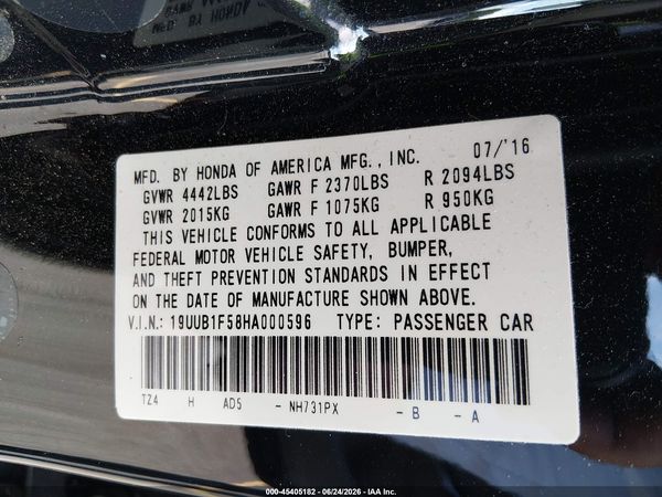 2017 ACURA TLX TECHNOLOGY PACKAGE