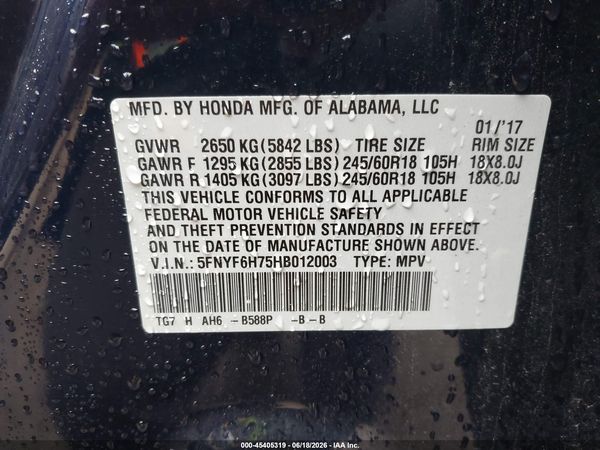 2017 HONDA PILOT EX-L