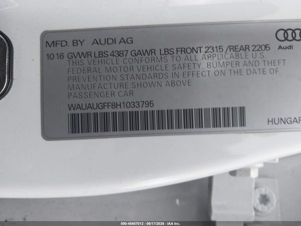 2017 AUDI A3 2.0T PREMIUM