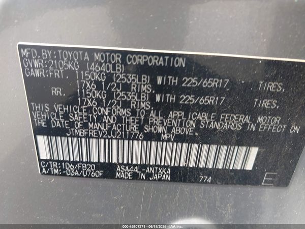 2018 TOYOTA RAV4 LE
