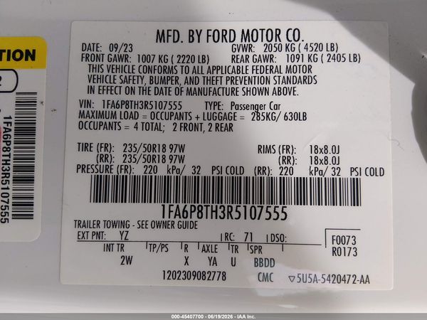 2024 FORD MUSTANG ECOBOOST FASTBACK
