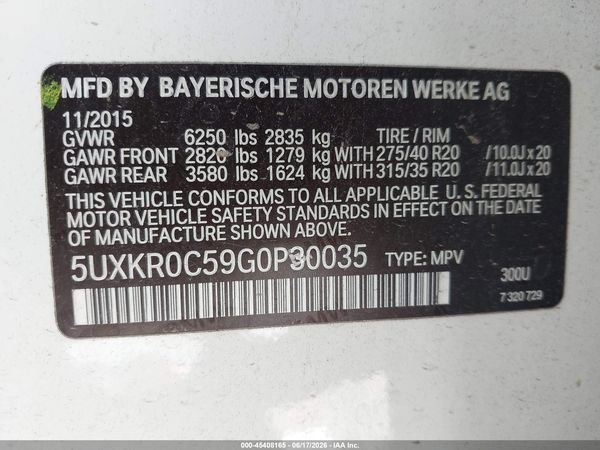 2016 BMW X5 XDRIVE35I