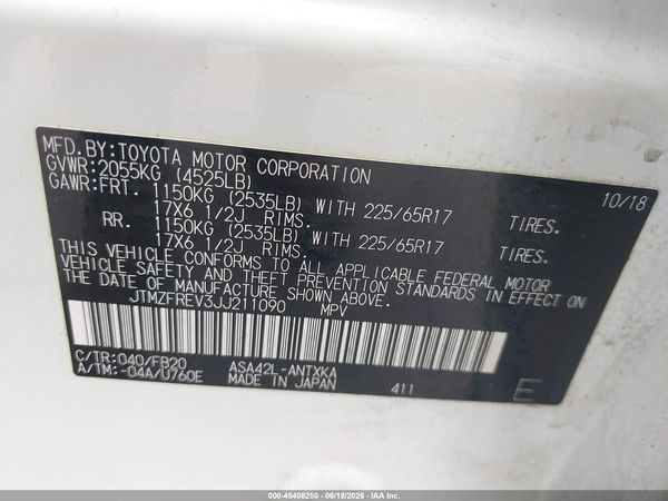 2018 TOYOTA RAV4 LE