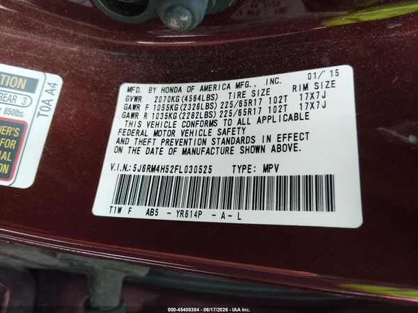 2015 HONDA CR-V EX