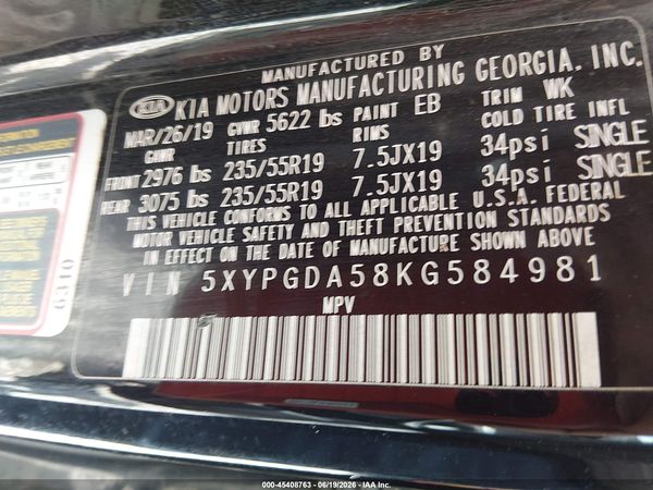 2019 KIA SORENTO 3.3L S