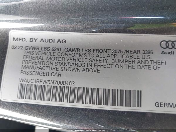 2022 AUDI E-TRON GT PREMIUM PLUS QUATTRO