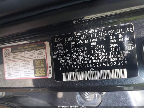 2020 KIA SORENTO 3.3L EX
