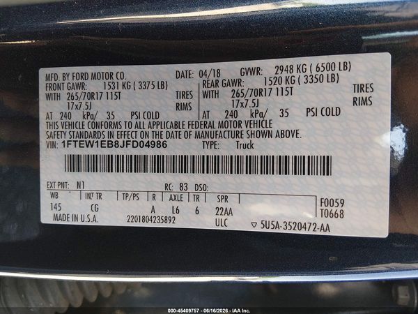 2018 FORD F-150 XL/XLT