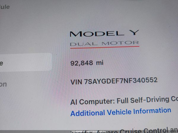2022 TESLA MODEL Y