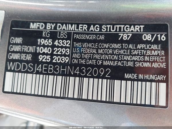 2017 MERCEDES-BENZ CLA 250 CLA250
