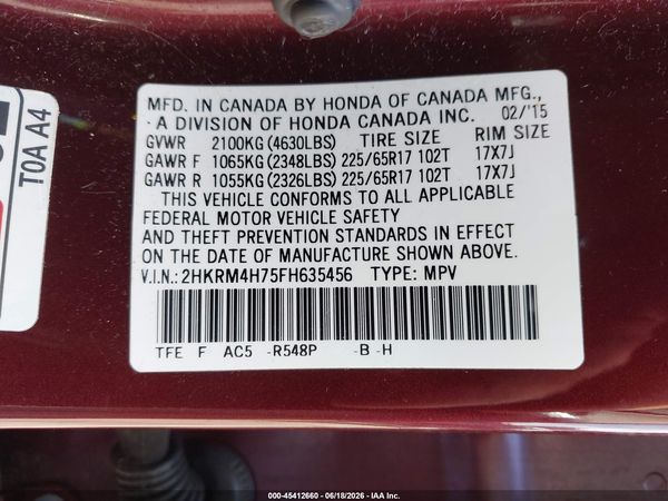 2015 HONDA CR-V EX-L
