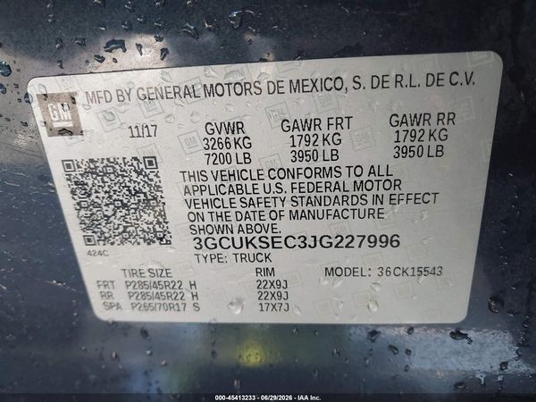 2018 CHEVROLET SILVERADO 1500 LTZ — I9