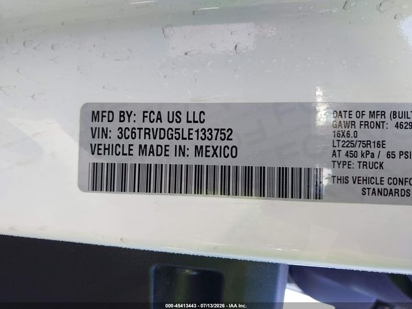 2020 RAM PROMASTER 2500 HIGH ROOF 159 WB