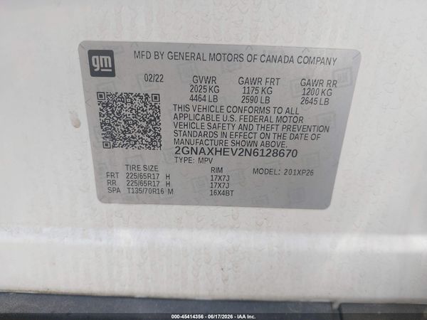 2022 CHEVROLET EQUINOX FWD LS — I9