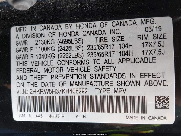 2019 HONDA CR-V LX