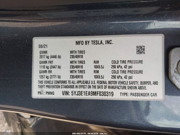 2021 TESLA MODEL 3