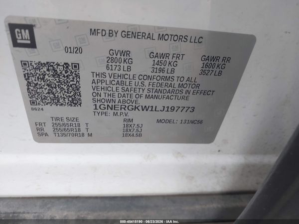 2020 CHEVROLET TRAVERSE FWD LT CLOTH — I9