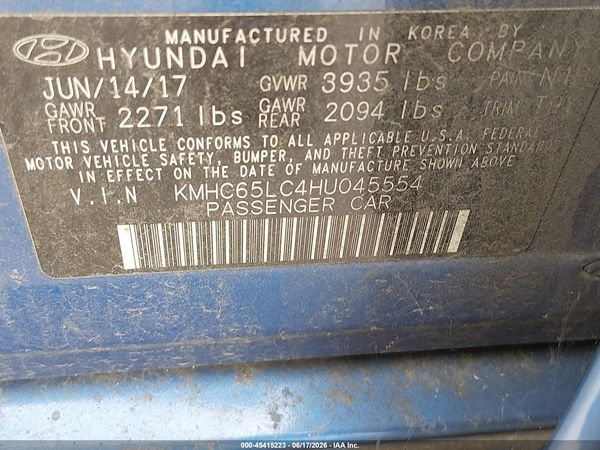 2017 HYUNDAI IONIQ HYBRID BLUE