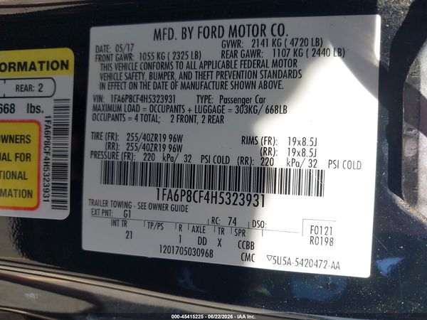2017 FORD MUSTANG GT/GT PREMIUM
