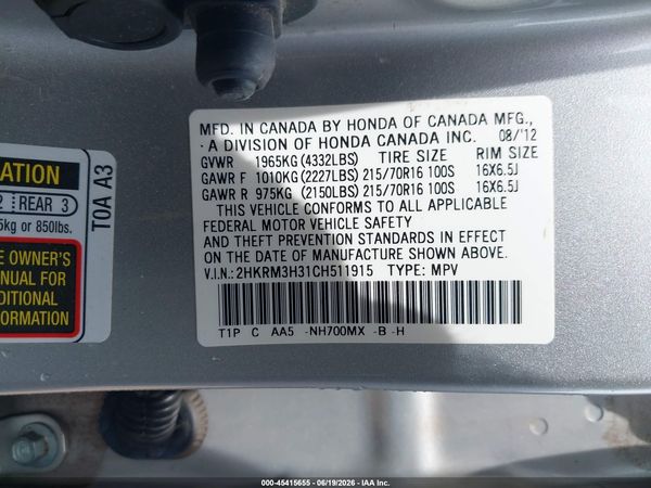 2012 HONDA CR-V LX