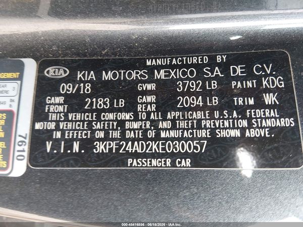 2019 KIA FORTE LXS