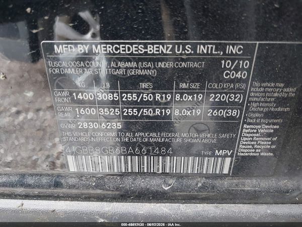 2011 MERCEDES-BENZ ML 350 ML350 4-MATIC