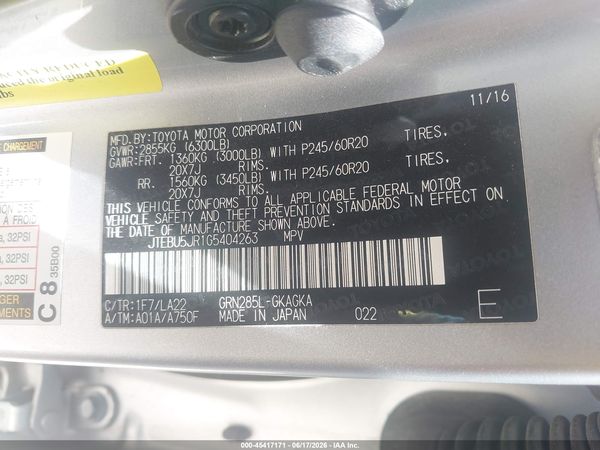 2016 TOYOTA 4RUNNER LIMITED