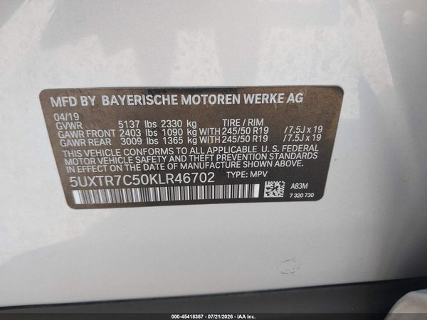 2019 BMW X3 SDRIVE30I