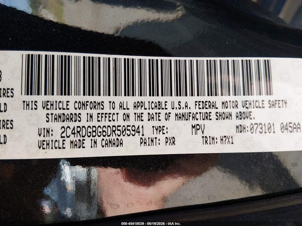 2013 DODGE GRAND CARAVAN SE — I9