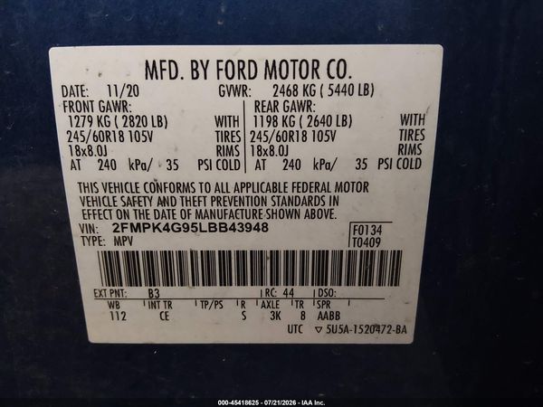 2020 FORD EDGE SE — I9