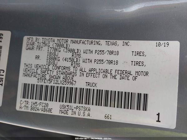 2020 TOYOTA TUNDRA SR5