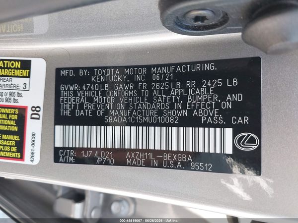 2021 LEXUS ES 300H 300h Premium