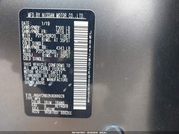2019 NISSAN ARMADA SL
