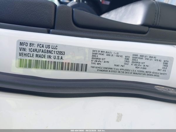 2022 JEEP GRAND CHEROKEE WK LAREDO X 4X4