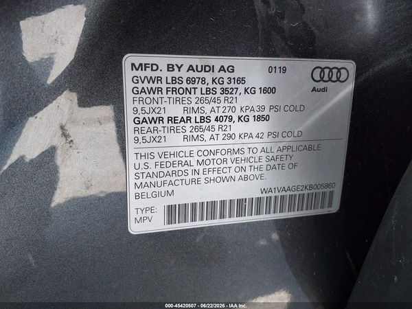 2019 AUDI E-TRON PREMIUM PLUS