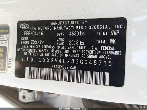2016 KIA OPTIMA SXL TURBO
