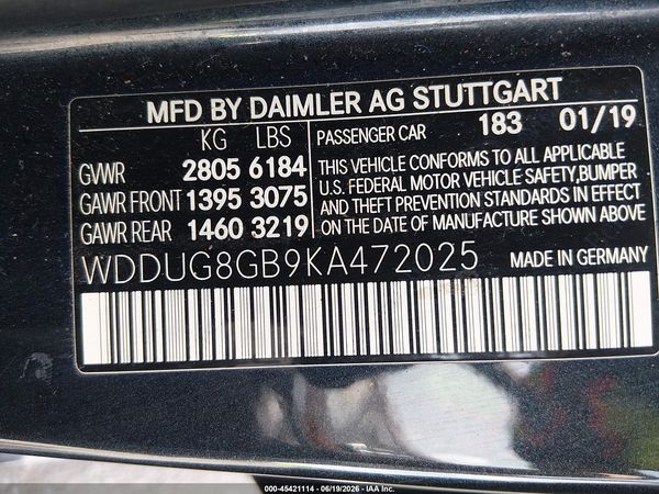 2019 MERCEDES-BENZ S 560 4MATIC