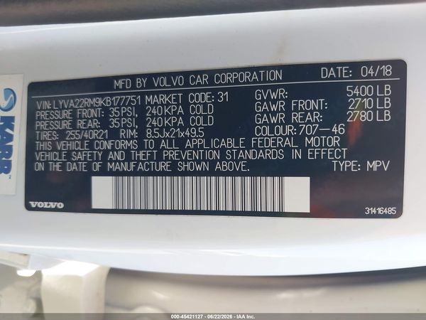 2019 VOLVO XC60 T6 R-DESIGN
