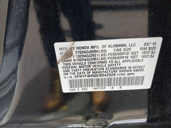 2012 HONDA PILOT EX-L