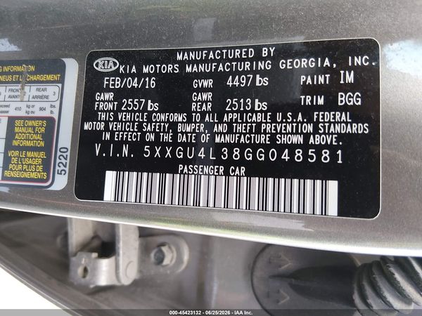 2016 KIA OPTIMA EX
