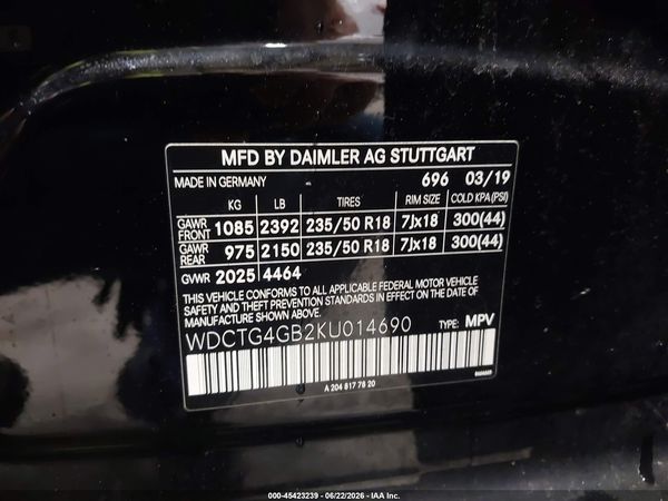 2019 MERCEDES-BENZ GLA 250 4MATIC