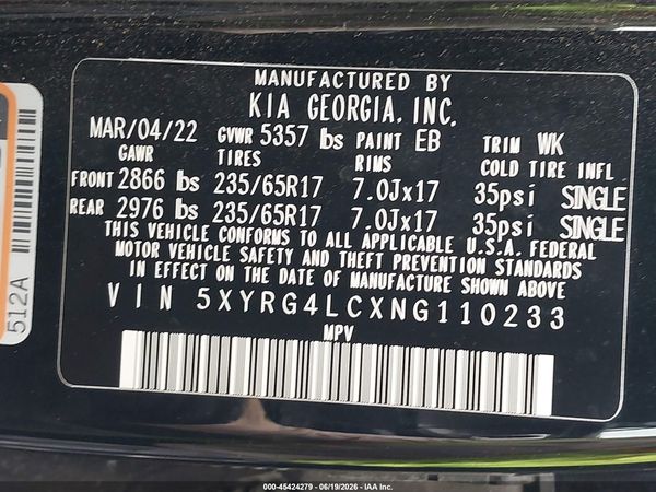 2022 KIA SORENTO LX — I9