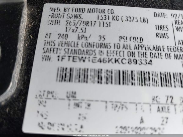 2019 FORD F-150 XLT