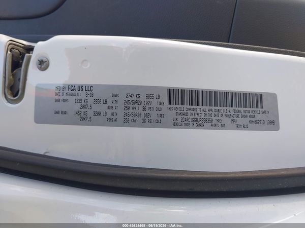2018 CHRYSLER PACIFICA LIMITED — I9