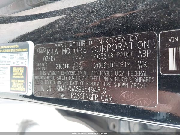 2016 KIA FORTE SX