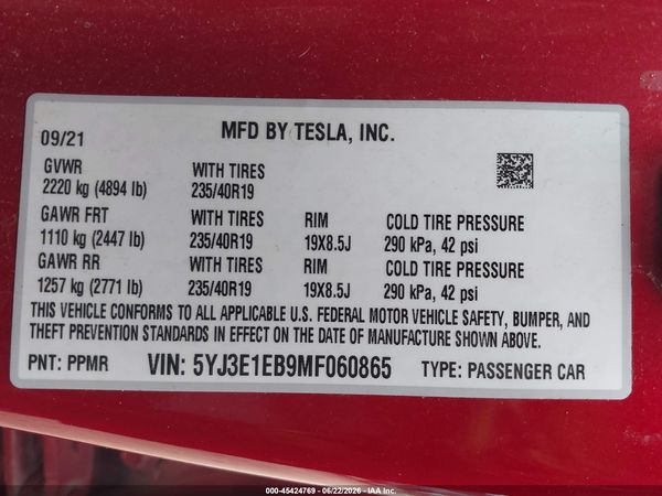 2021 TESLA MODEL 3 LONG RANGE